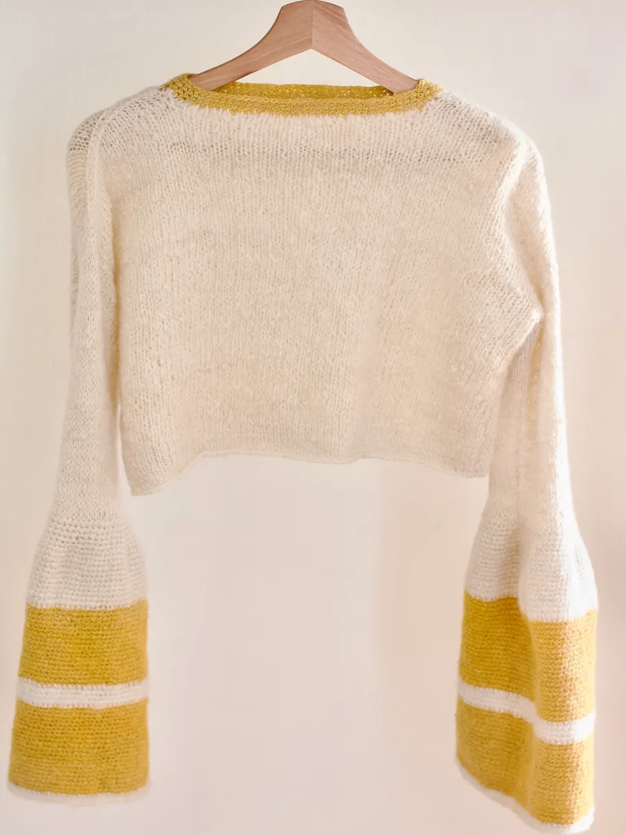 Unnamed piece, back view with yellow sleeves